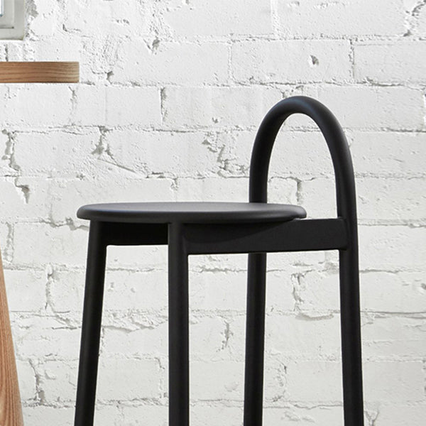 Industrial Circular Wood Top Barstool Metal 4 Legs Bar Stool for Living Room