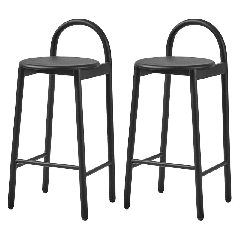 Industrial Circular Wood Top Barstool Metal 4 Legs Bar Stool for Living Room