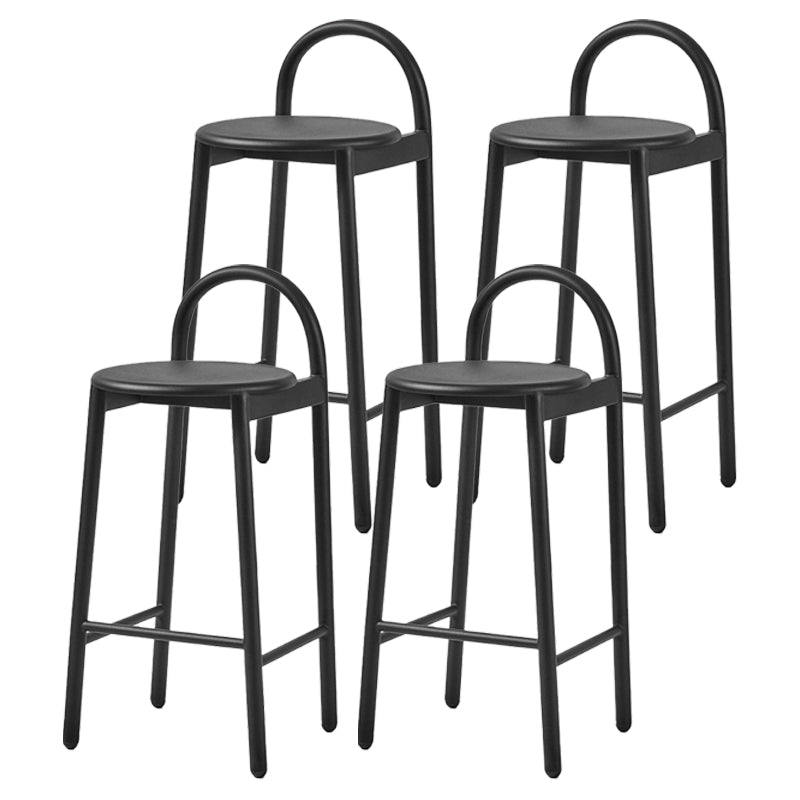 Industrial Circular Wood Top Barstool Metal 4 Legs Bar Stool for Living Room