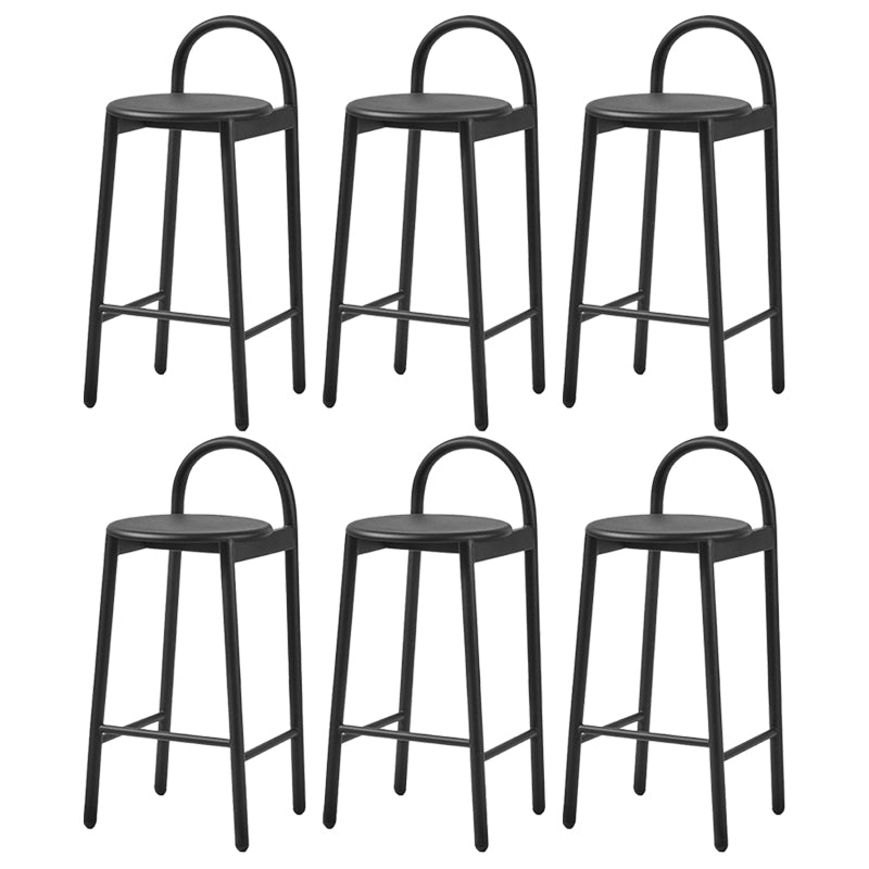 Industrial Circular Wood Top Barstool Metal 4 Legs Bar Stool for Living Room