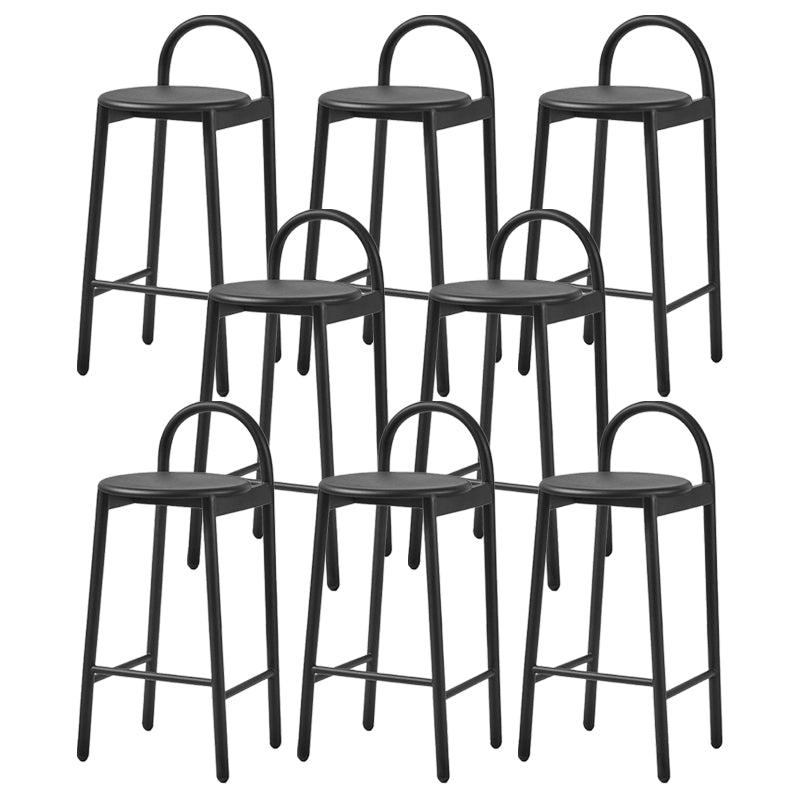 Industrial Circular Wood Top Barstool Metal 4 Legs Bar Stool for Living Room