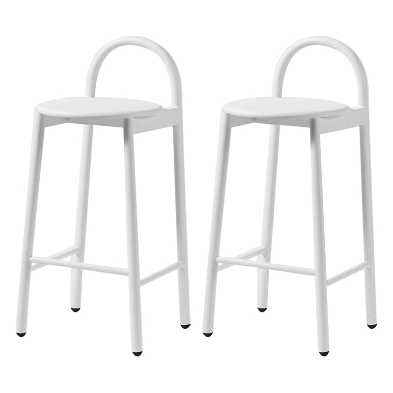 Industrial Circular Wood Top Barstool Metal 4 Legs Bar Stool for Living Room