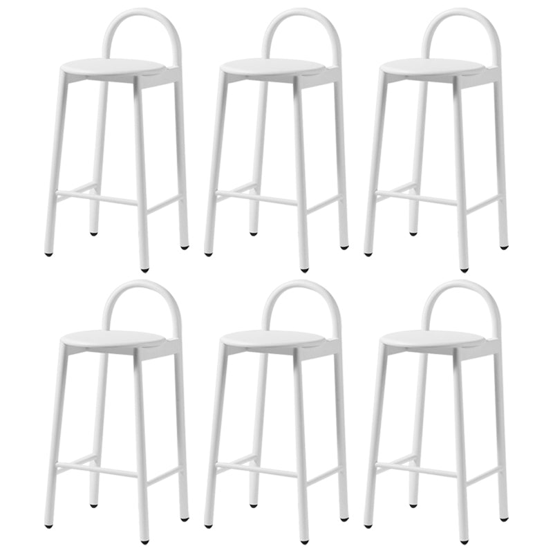 Industrial Circular Wood Top Barstool Metal 4 Legs Bar Stool for Living Room
