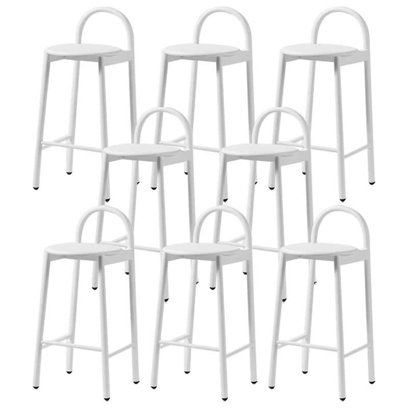 Industrial Circular Wood Top Barstool Metal 4 Legs Bar Stool for Living Room