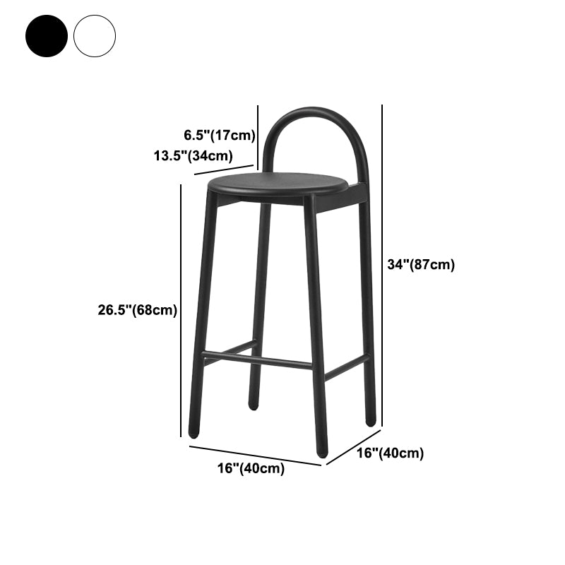 Industrial Circular Wood Top Barstool Metal 4 Legs Bar Stool for Living Room