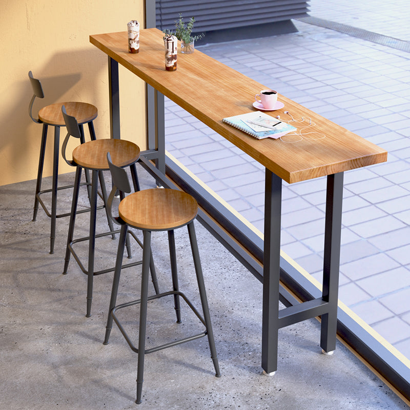 1/4/7 Pieces Industrial Iron Bar Table Set Rectangle Pine Wood Bistro Set with Footrest