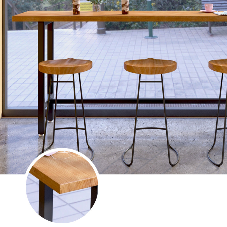 1/4/7 Pieces Industrial Iron Bar Table Set Rectangle Pine Wood Bistro Set with Footrest