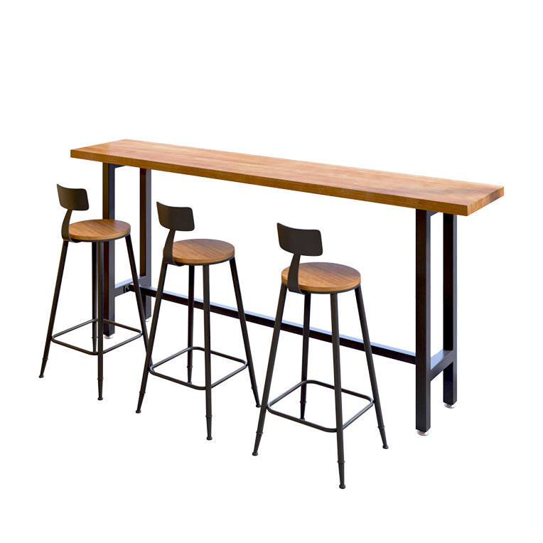 1/4/7 Pieces Industrial Iron Bar Table Set Rectangle Pine Wood Bistro Set with Footrest
