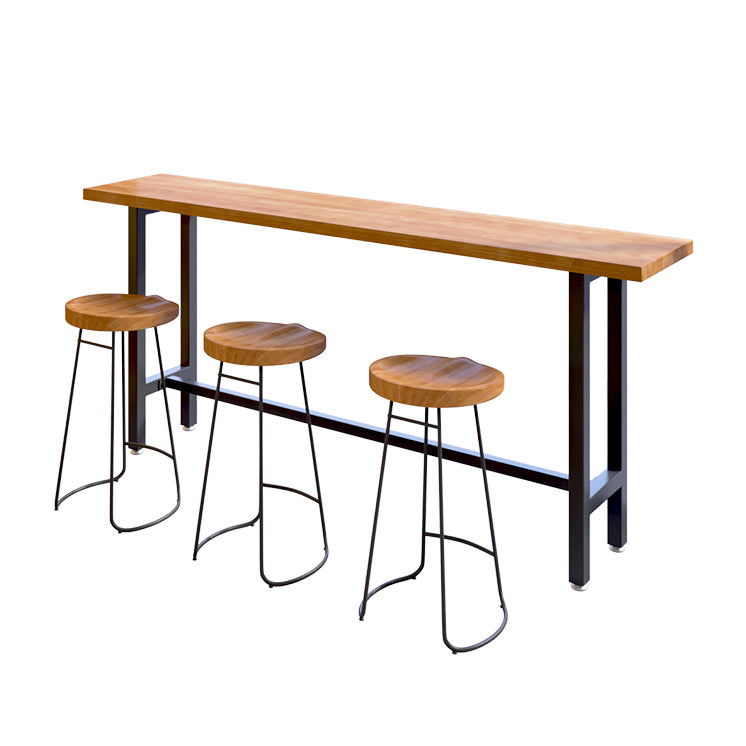 1/4/7 Pieces Industrial Iron Bar Table Set Rectangle Pine Wood Bistro Set with Footrest
