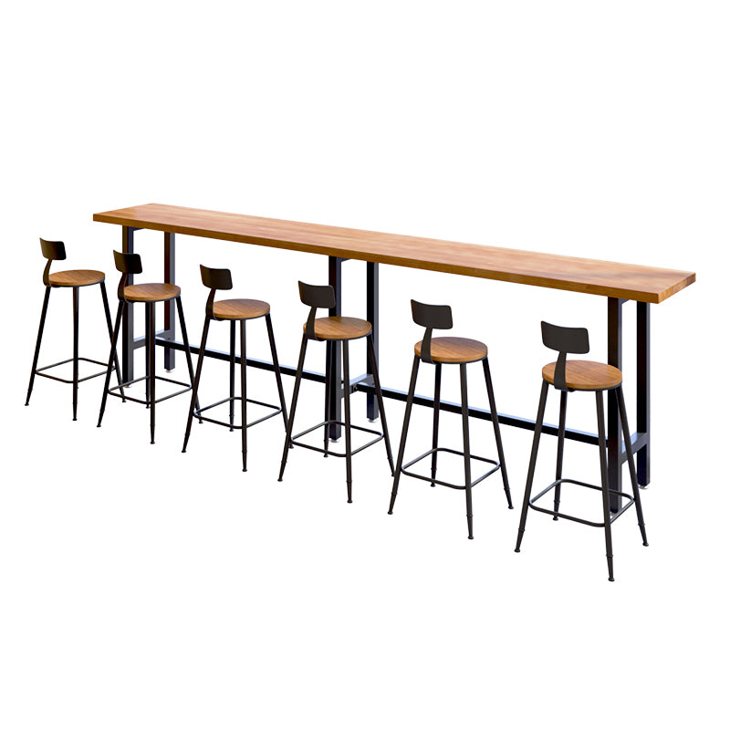 1/4/7 Pieces Industrial Iron Bar Table Set Rectangle Pine Wood Bistro Set with Footrest