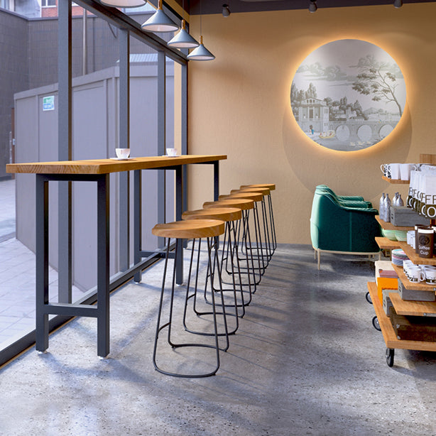 1/4/7 Pieces Industrial Iron Bar Table Set Rectangle Pine Wood Bistro Set with Footrest