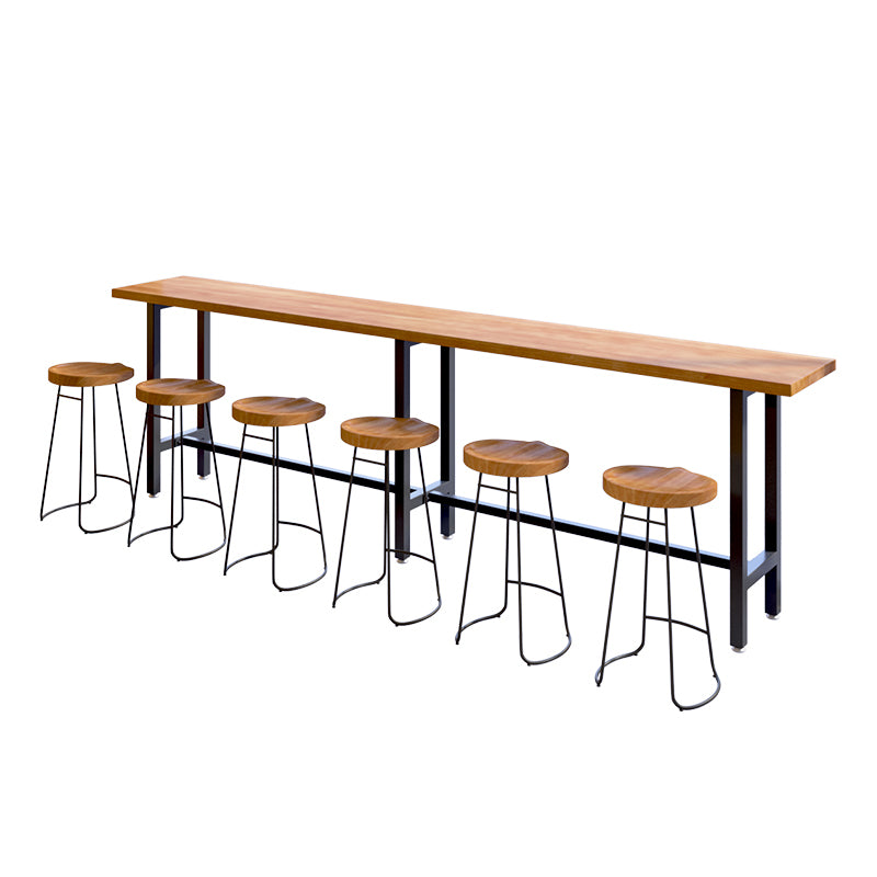 1/4/7 Pieces Industrial Iron Bar Table Set Rectangle Pine Wood Bistro Set with Footrest