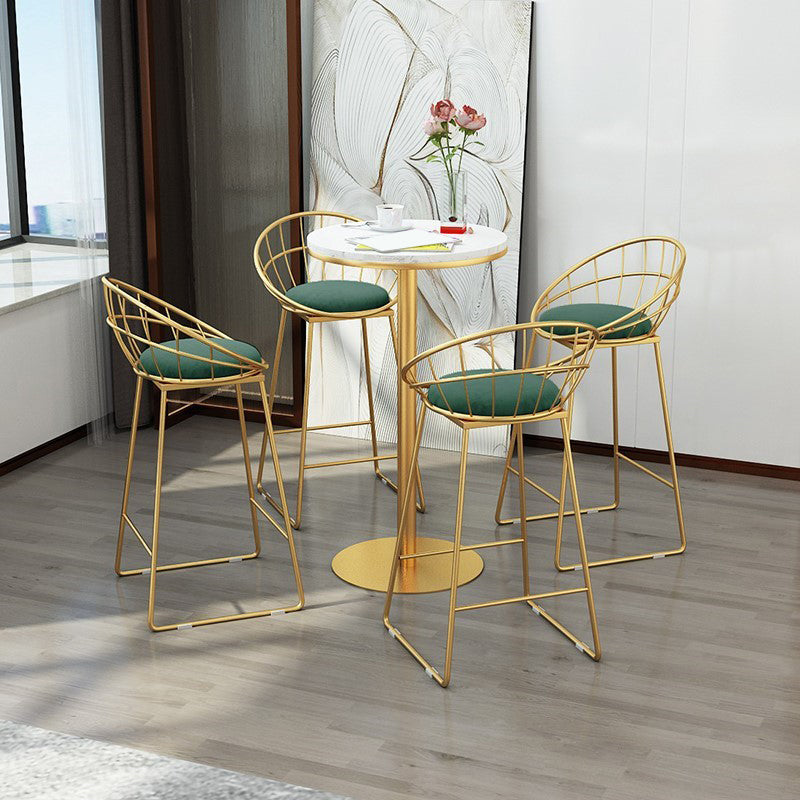 1/5 Pieces Glam Round Bar Table Set Bistro Set with White Faux Marble Top