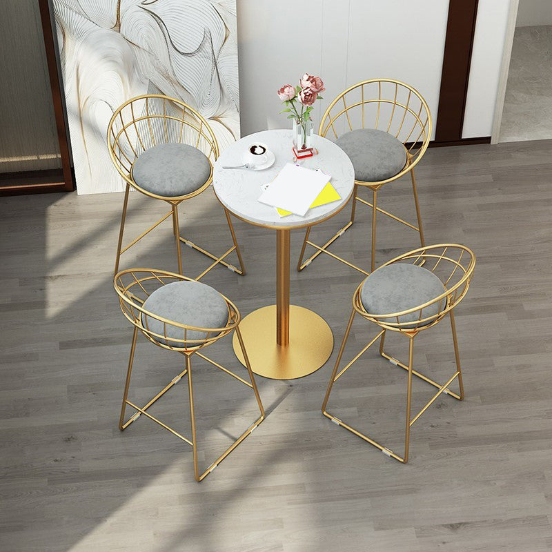 1/5 Pieces Glam Round Bar Table Set Bistro Set with White Faux Marble Top