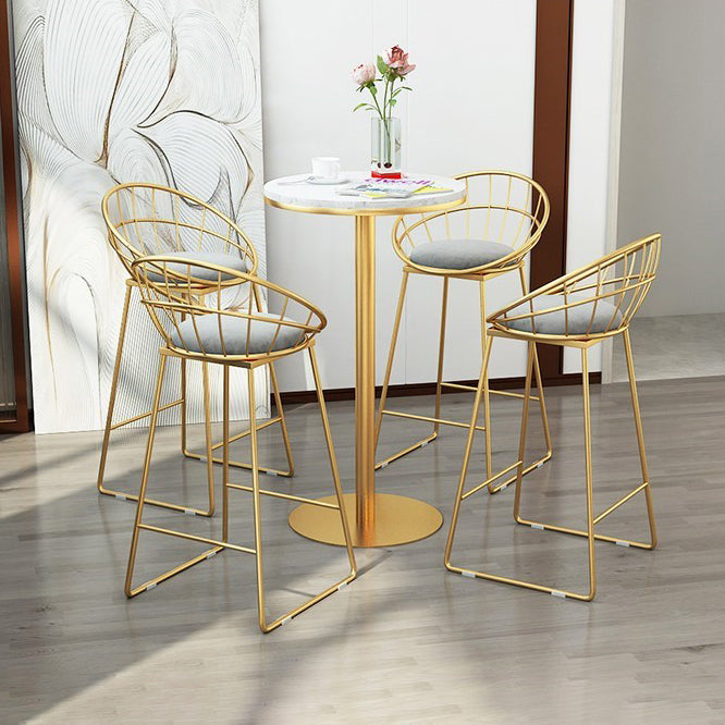 1/5 Pieces Glam Round Bar Table Set Bistro Set with White Faux Marble Top