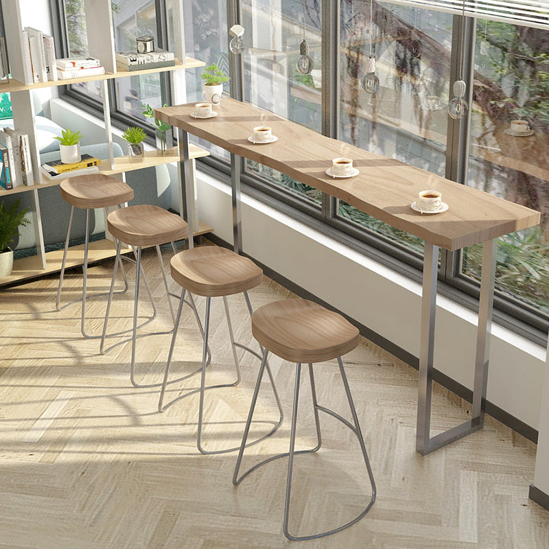 Modern Rectangle Solid Wood Bar Table Set 1/5 Pieces Counter Table with Backless Stools