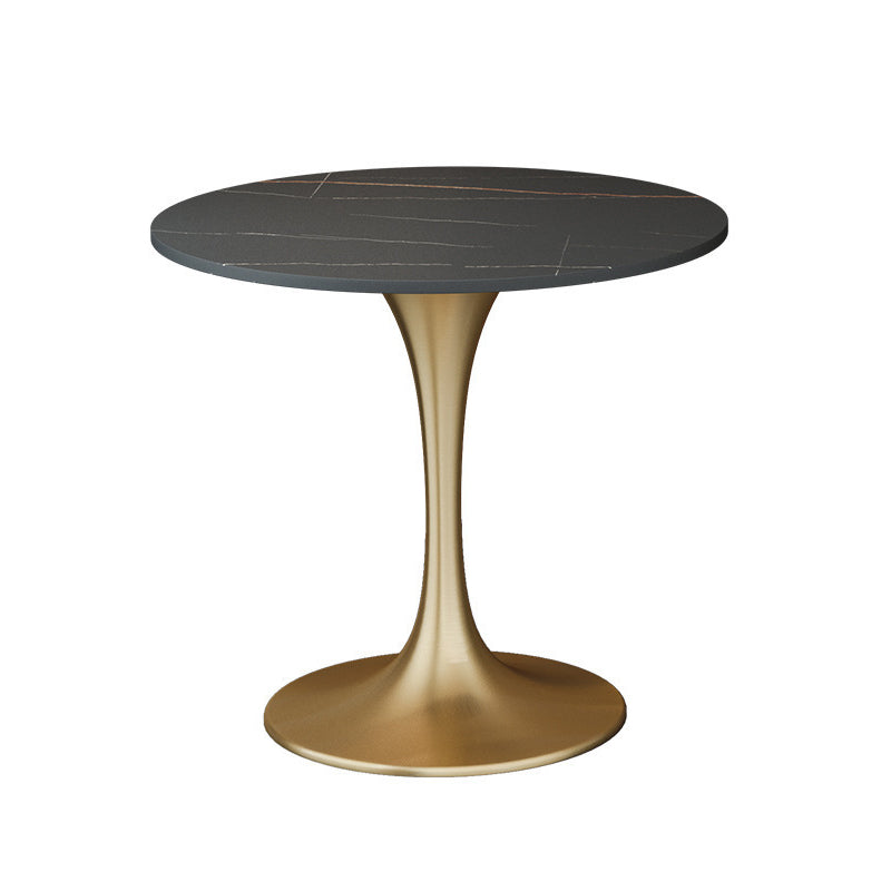 Glam Black Sintered Stone Dining Table Set Round 1/2/3/4/5 Pieces Dining Set