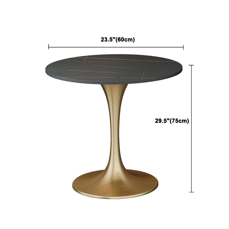 Glam Black Sintered Stone Dining Table Set Round 1/2/3/4/5 Pieces Dining Set