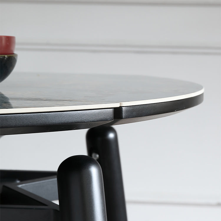 Modern Scalable Dinette Set 1/4/5/7 Pieces Round Blue Sintered Stone Top Dining Table Set