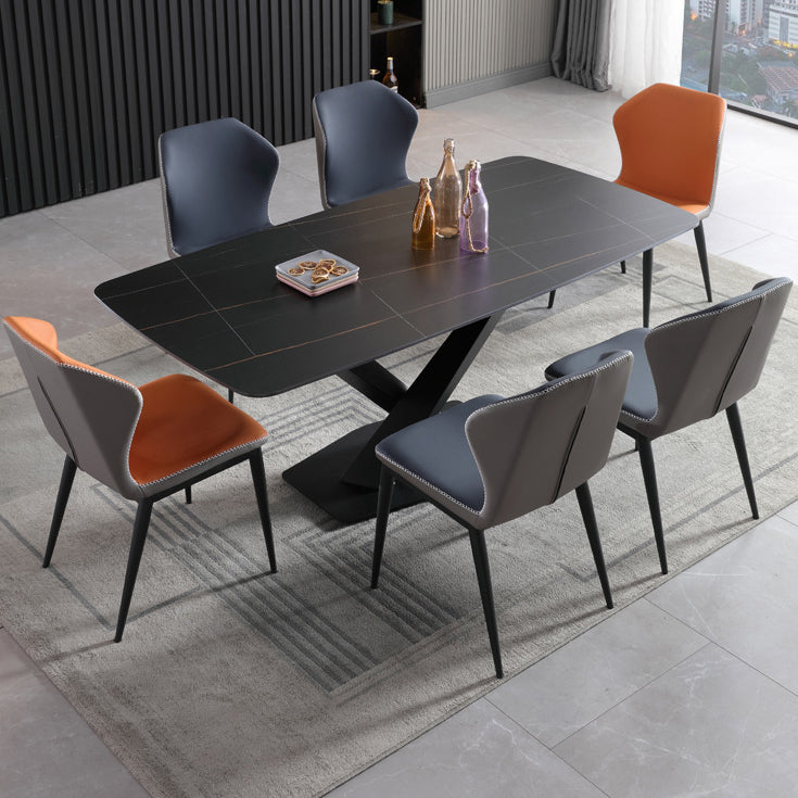 Glam Rectangle Dining Table Set 1/2/5/7 Pieces Dinette Set with Sintered Stone Top