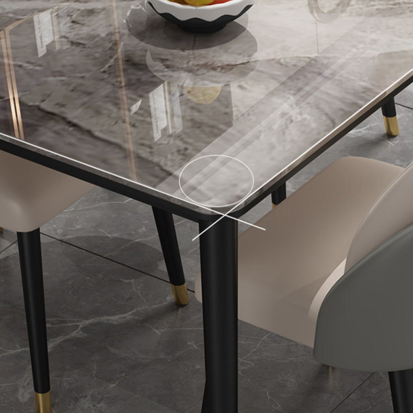 Glam Iron Dining Table Set 1/2/5/7 Pieces Rectangle Dinette Set with Sintered Stone Top