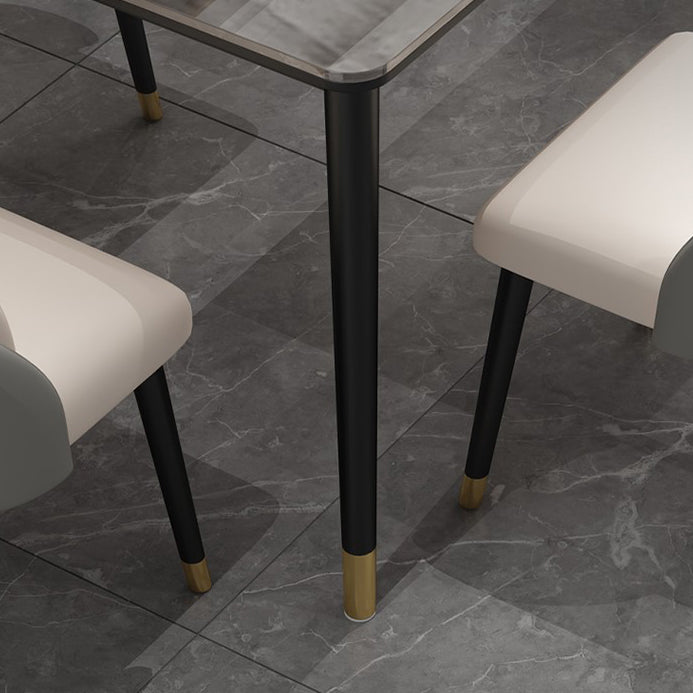 Glam Iron Dining Table Set 1/2/5/7 Pieces Rectangle Dinette Set with Sintered Stone Top