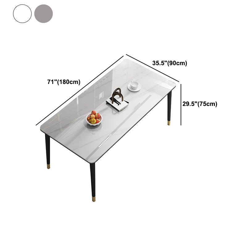 Glam Iron Dining Table Set 1/2/5/7 Pieces Rectangle Dinette Set with Sintered Stone Top