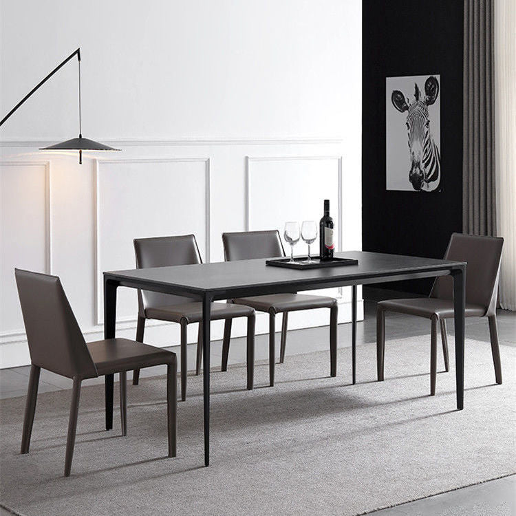 Modern Aluminium Dining Table Set 1/4/5 Pieces Rectangle Dinette Set with Sintered Stone