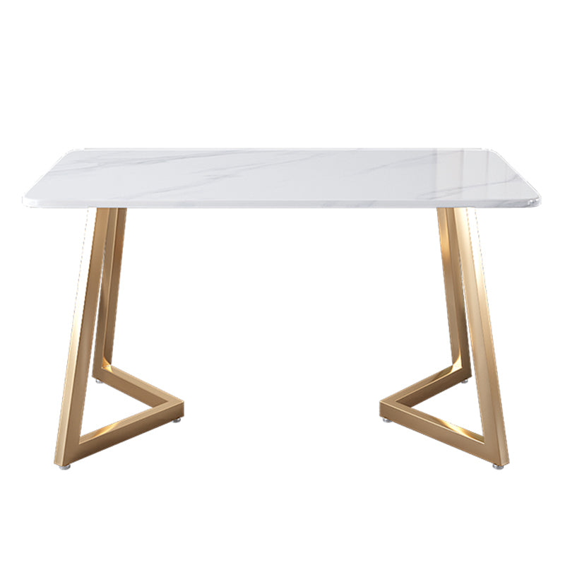 Glam Iron Dining Table Set 1/2/5/6 Pieces Rectangle Dinette Set with Sintered Stone Top