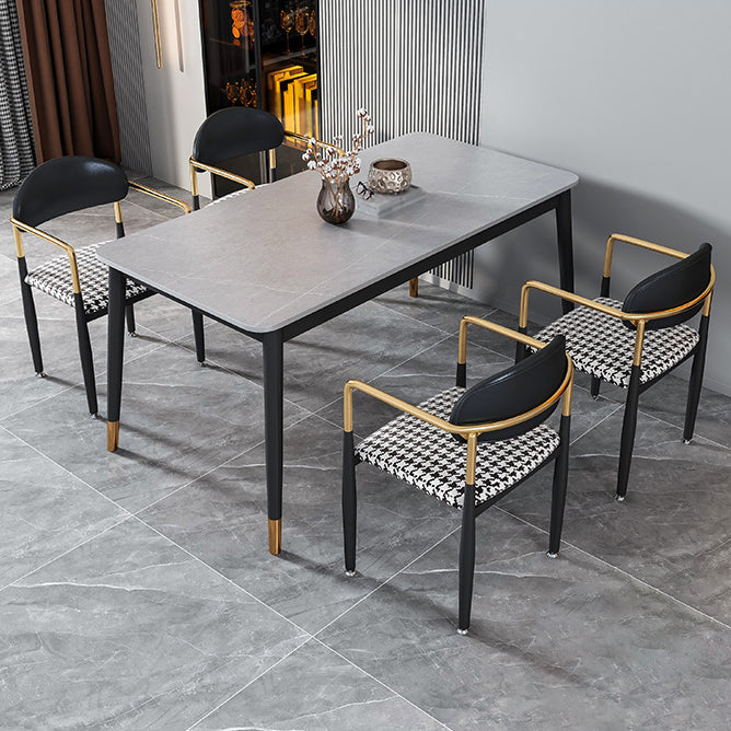 Glam Rectangle Dining Table Set 1/4/5/7 Pieces Dinette Set with Sintered Stone Top
