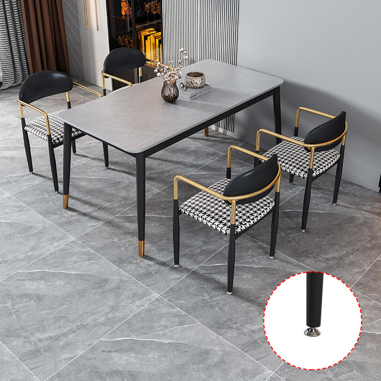 Glam Rectangle Dining Table Set 1/4/5/7 Pieces Dinette Set with Sintered Stone Top