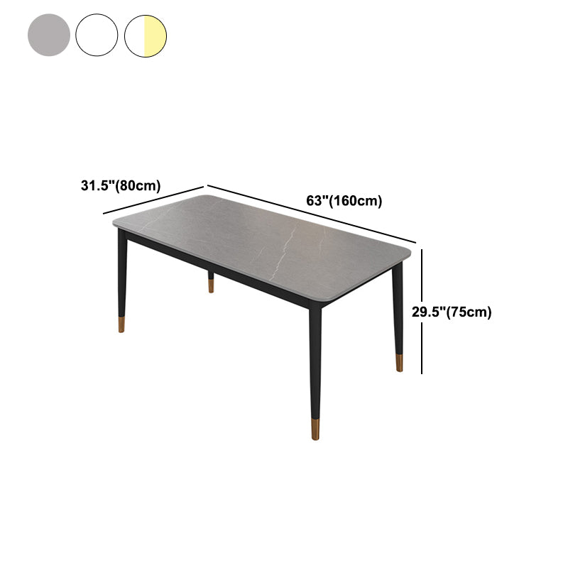 Glam Rectangle Dining Table Set 1/4/5/7 Pieces Dinette Set with Sintered Stone Top