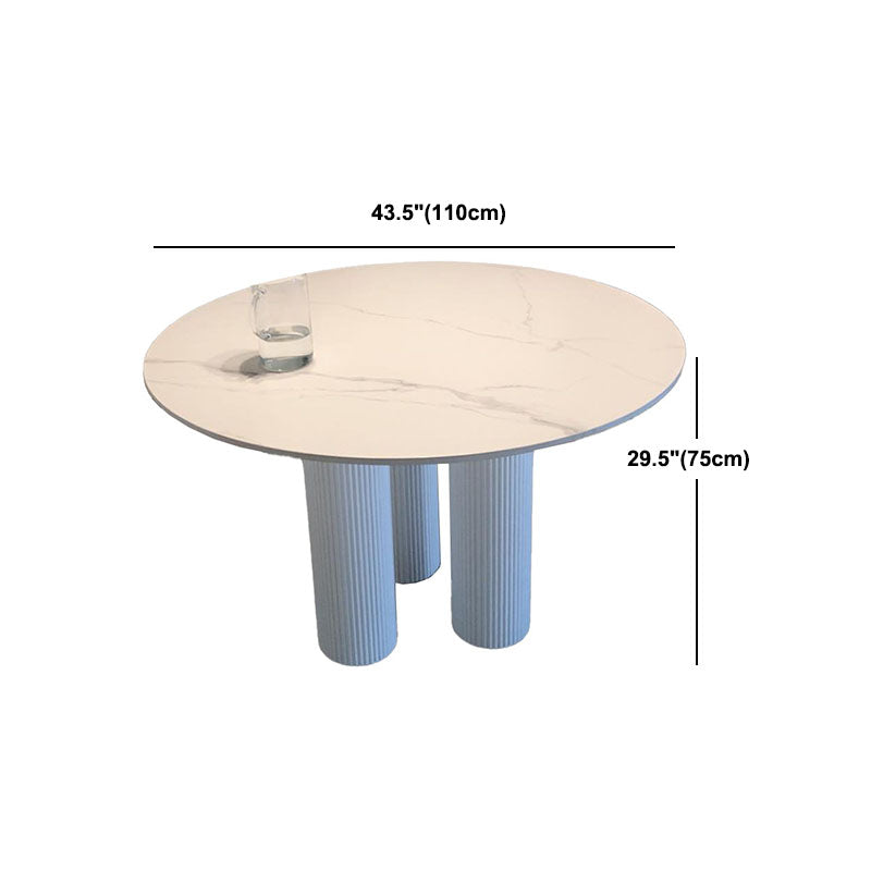 Contemporary Round Dinette Table Sintered Stone and Solid Wood Top Table