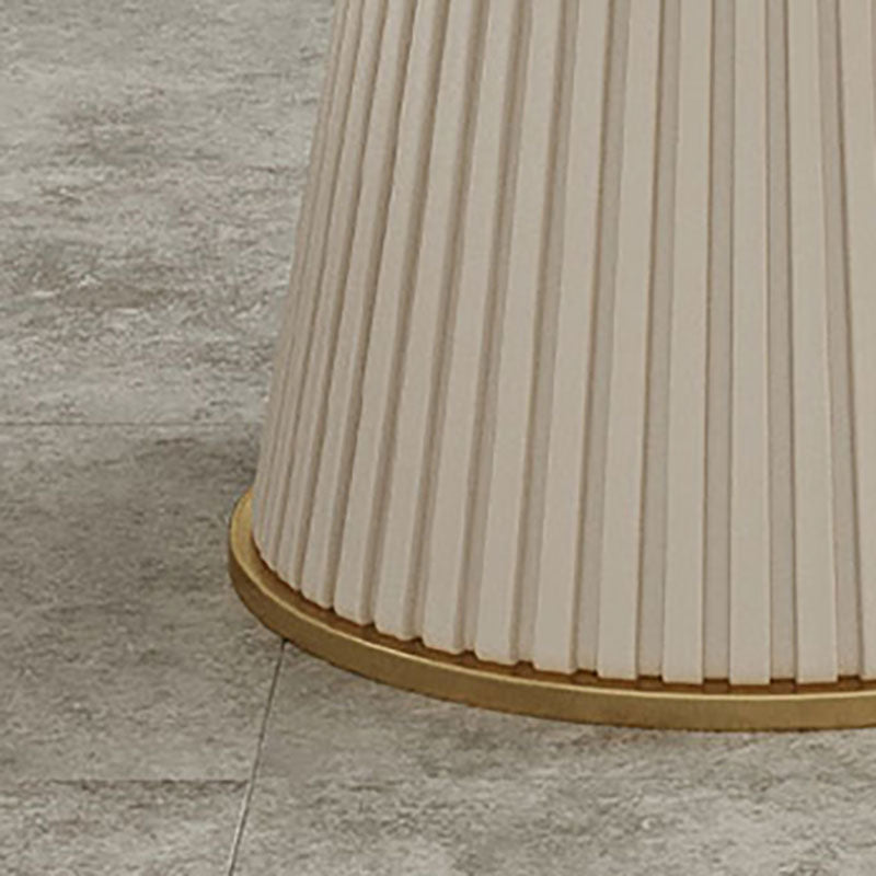 Sintered Stone Top Round Dining Table Modern White Metal Pedestal Table