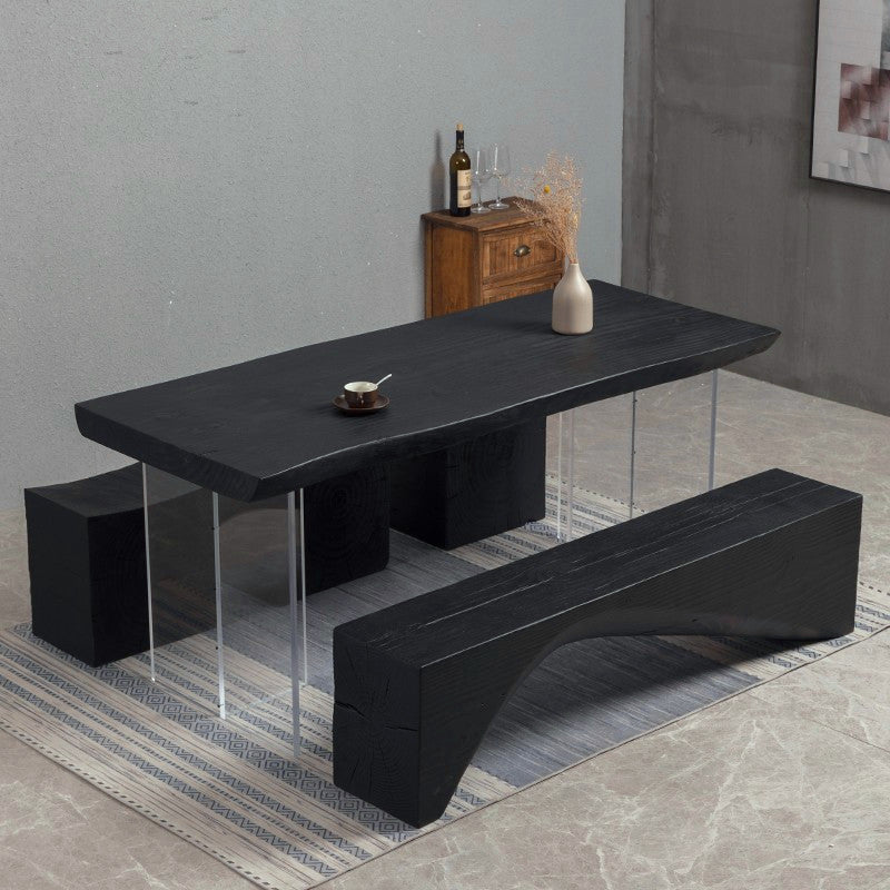 Modern Black Wood Dining Table Specialty Dining Table for Kitchen