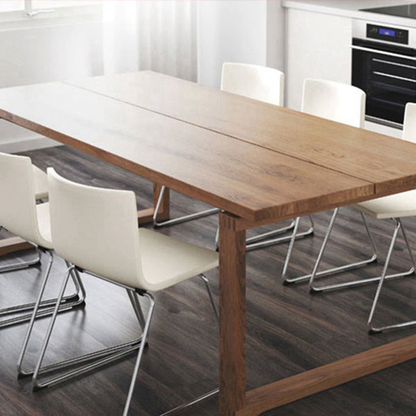 Brown Rectangle Simplicity Dinette Table Pine Solid Wood Sled Base Table