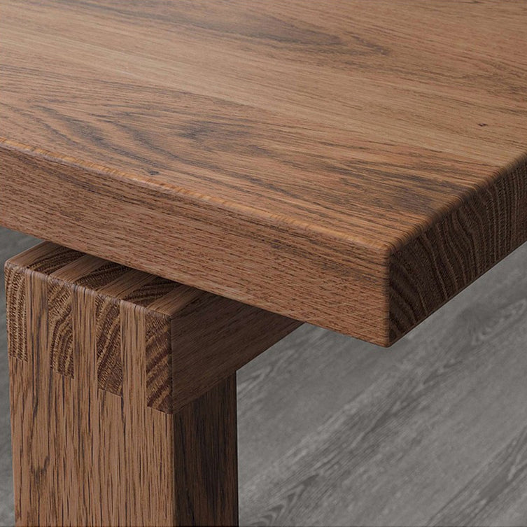 Brown Rectangle Simplicity Dinette Table Pine Solid Wood Sled Base Table