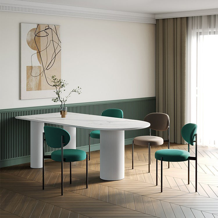 Stone Top Dining Table Traditional Luxury Dining Table with 3 Legs Base