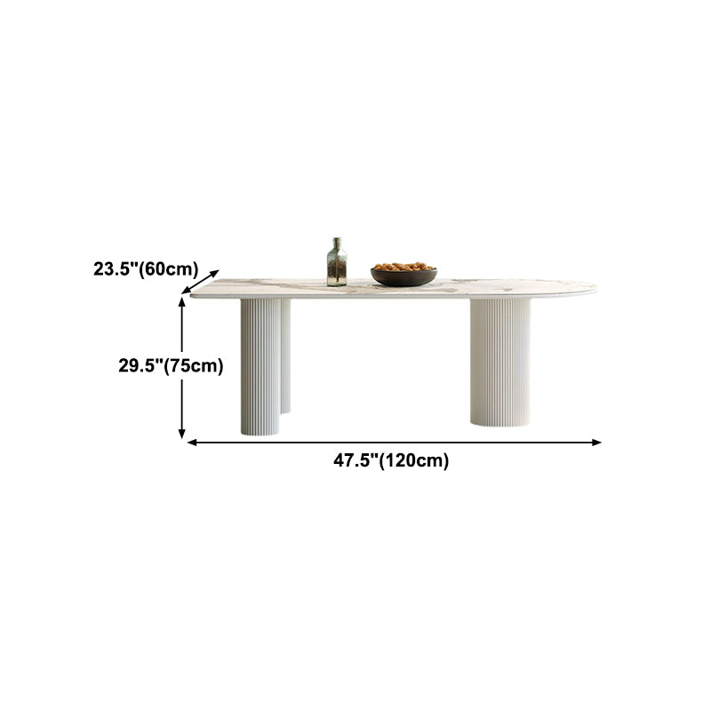 Stone Top Dining Table Traditional Luxury Dining Table with 3 Legs Base