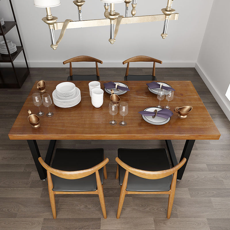 Industrial Pine Wood Table for Restaurant Rectangle Kitchen Table with Double Pedestal