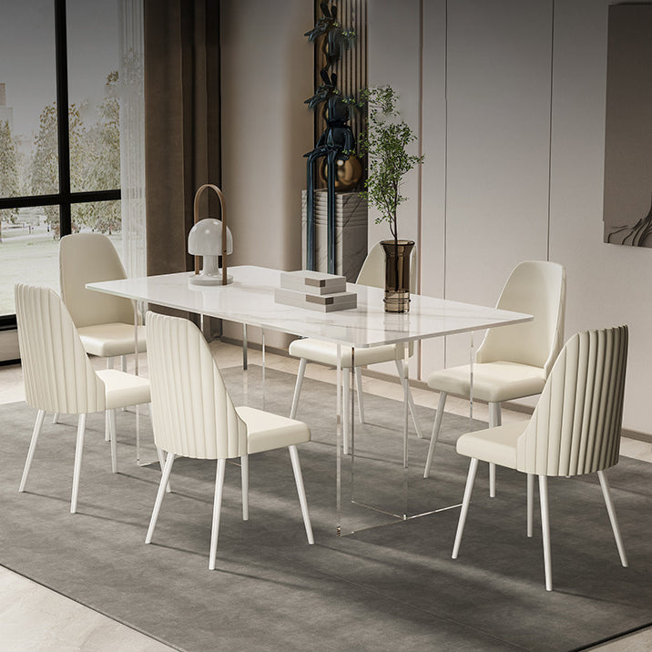 Sintered Stone Dining Table Modern Acrylic Base Table for Kitchen