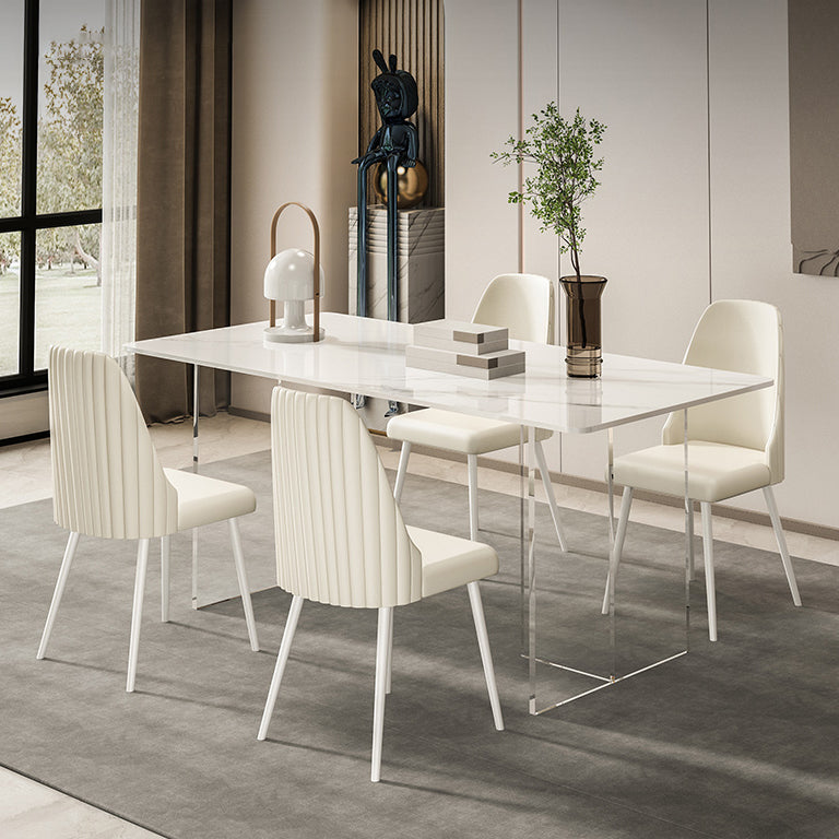 Sintered Stone Dining Table Modern Acrylic Base Table for Kitchen