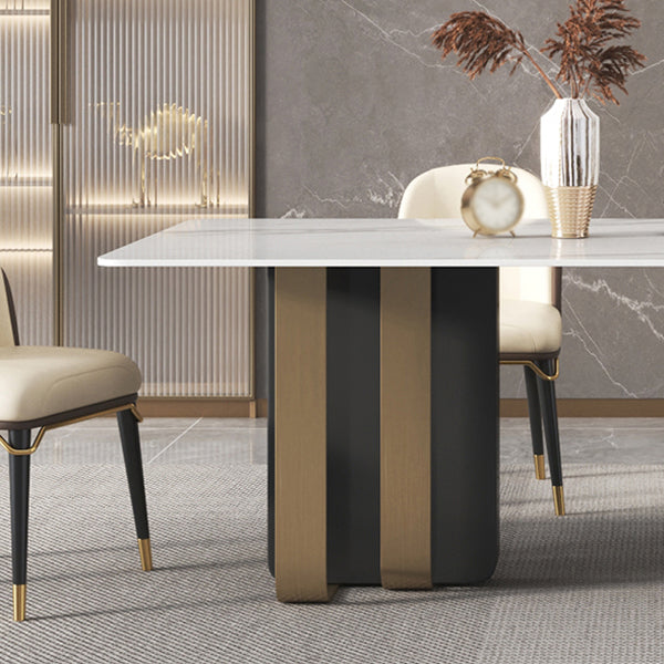 Traditional Luxury Furniture Stainless Steel Double Pedestal Base Dinner Table