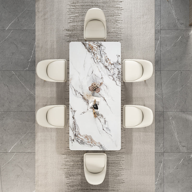 Rectangle Dining Site Table Traditional Luxury Table with Stainless Steel Base