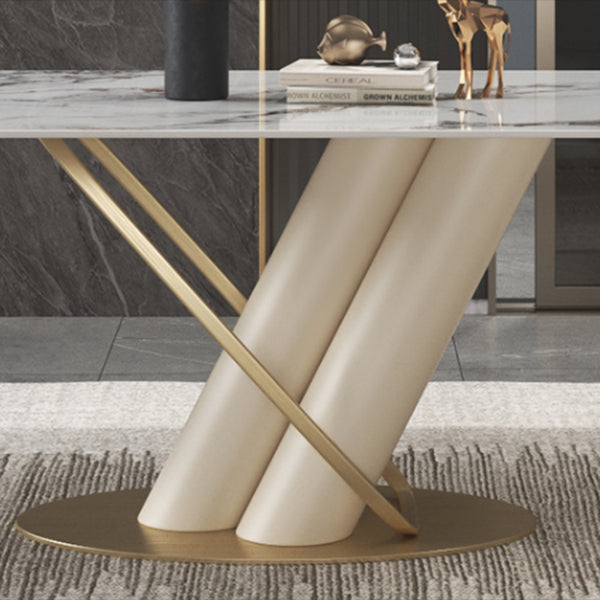 Rectangle Dining Site Table Traditional Luxury Table with Stainless Steel Base