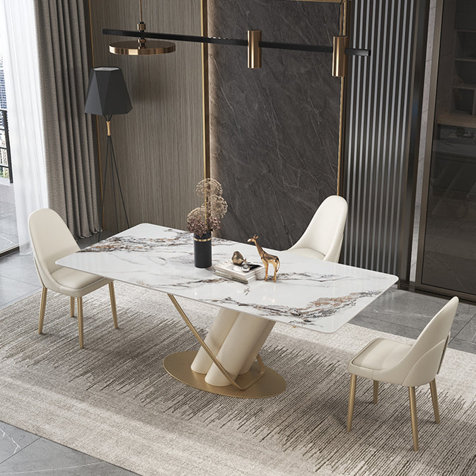 Rectangle Dining Site Table Traditional Luxury Table with Stainless Steel Base