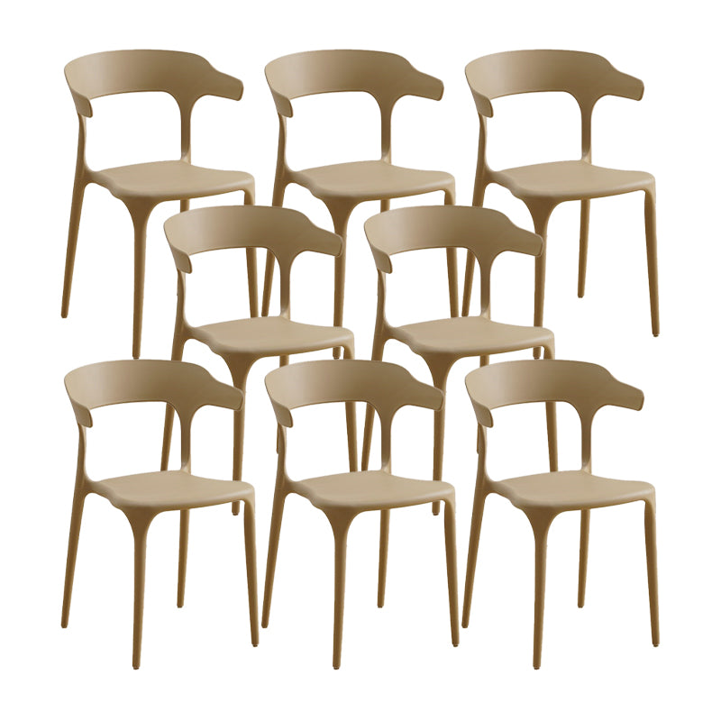 Scandinavian Coffee Shop Stacking Arm Chair Matte Finish Plastic Dining Chair