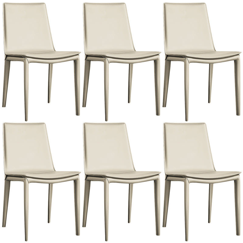 Designer Style Matte Finish Leather Side Chair Solid Back Home Dining Chair