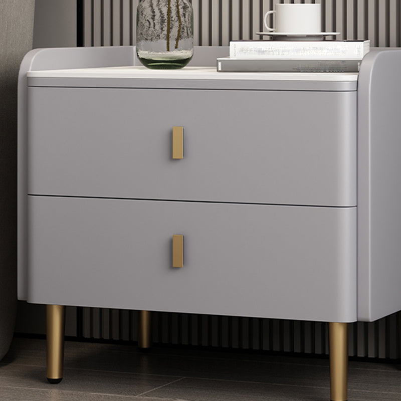 Nightstand with Drawers 19" Tall Wood Bed Nightstand with Legs