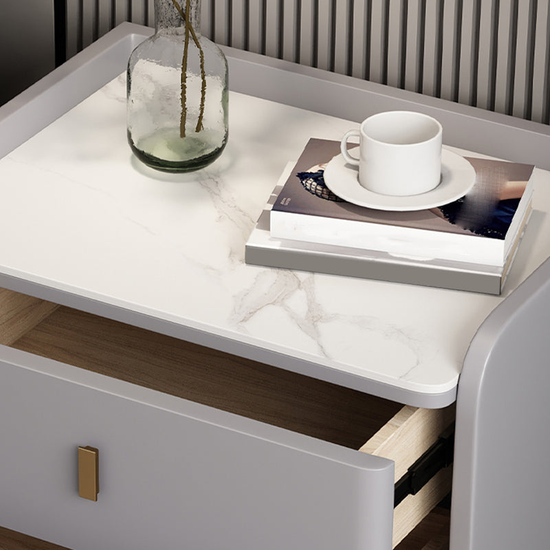 Nightstand with Drawers 19" Tall Wood Bed Nightstand with Legs